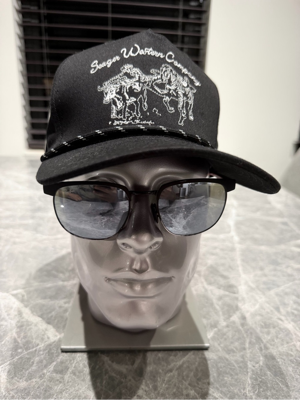 Seager Co Los Rios Canvas Snapback Hat Black Western Company Trucker Rope Cap